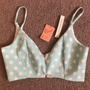 Light blue polka dot crop top, size s